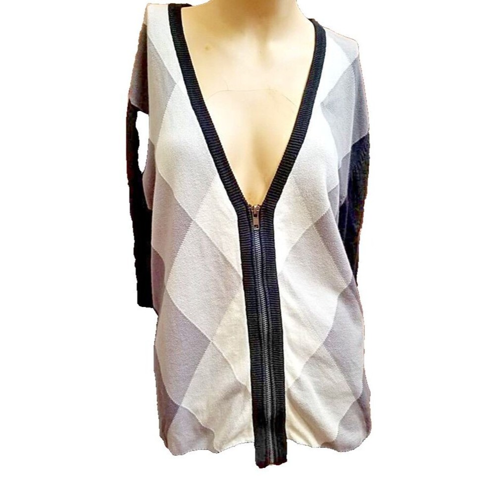 Old School Zip Front Argyle Sweater Heritage 1981 Size Medium Vintage Retro